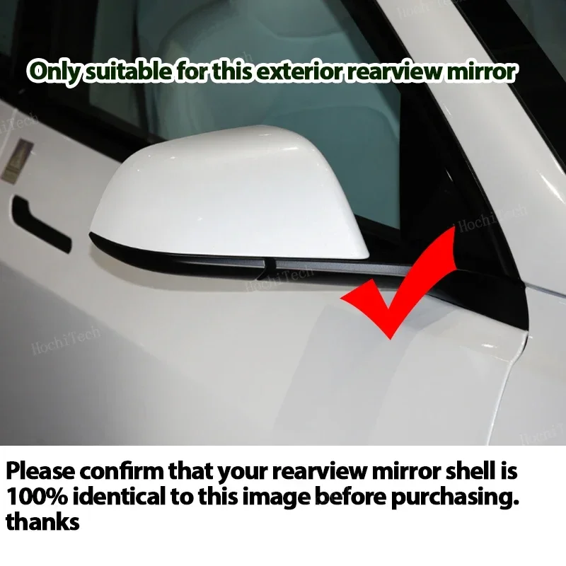 ABS 2x Mirror Cover Car Side Rearview add on Mirror Cap Cover Shell For Tesla Model 3 Model3 2021-2024