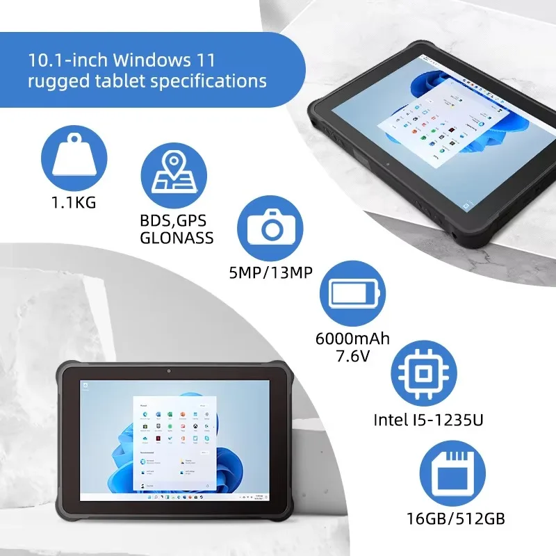 Factory 4G Lte 32G Ram 1 تيرا بايت SSD 10.1 بوصة كمبيوتر لوحي متين Win11 لوحة طرفية صناعية خارجية لوح صناعي متين