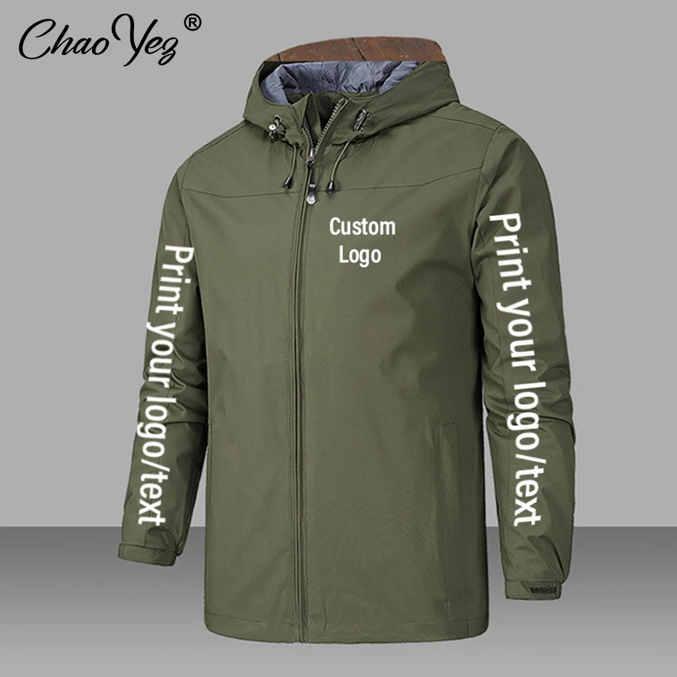 Autumn Custom Logo Men Jacket Print Brand Zipper Coat Windproof Waterproof Jacket Unisex Outdoor Jackets Sportswear 2024