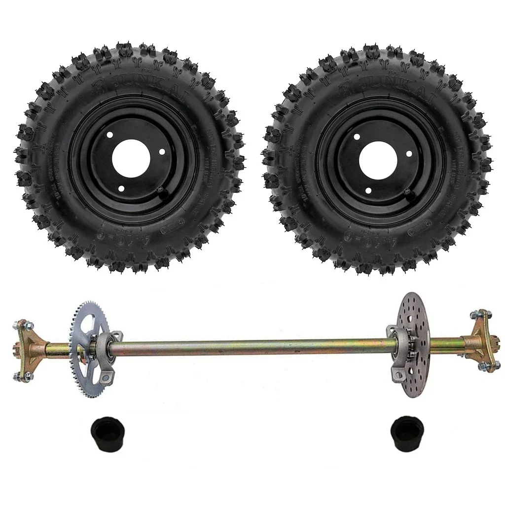 740mm Go Kart Rear Axle Kit with 2 Pack  4.10-6'' Tires Wheel Rims 6” Rim for Mini Kids ATV QUAD Buggy Dune 4 Wheelers