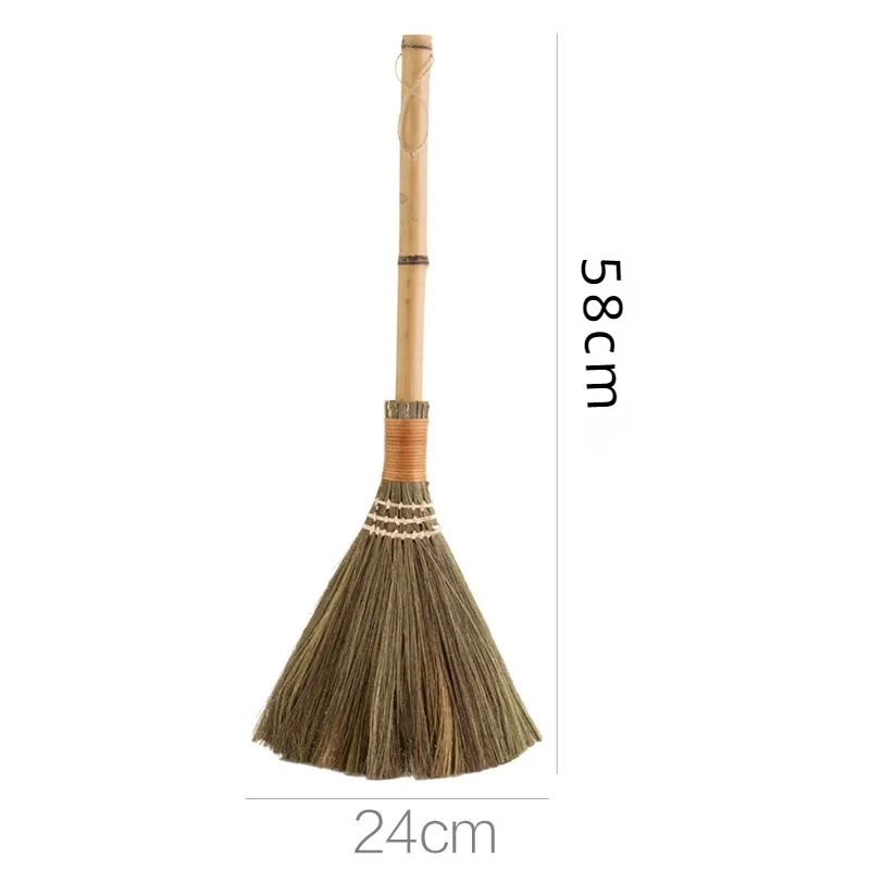 Escobas de barrido de suelo de madera de pelo suave Retro japonés, paja trenzada, limpieza de piso del hogar, Herramientas de limpieza útiles para