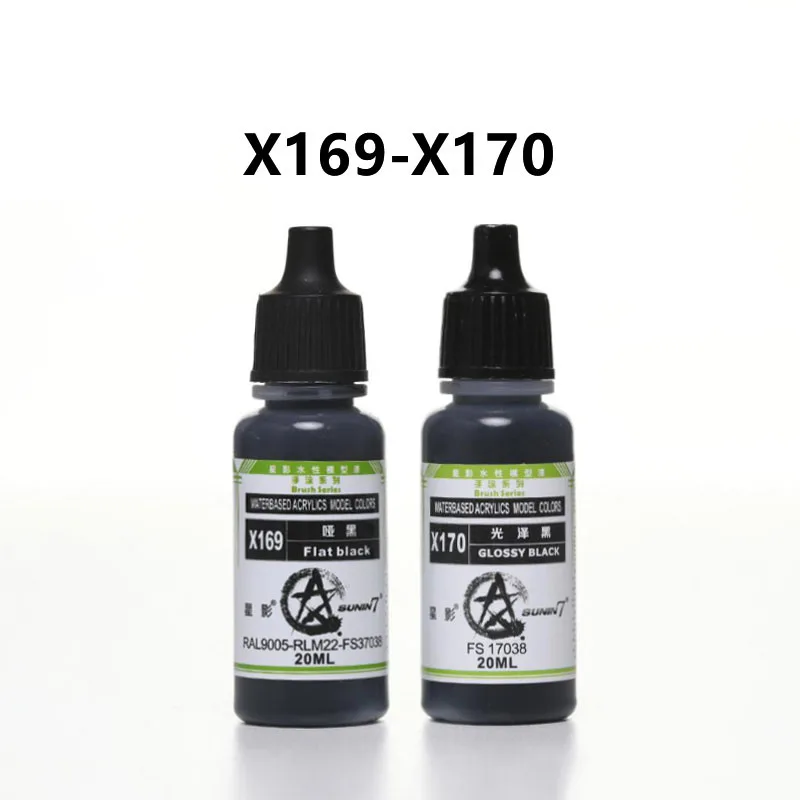 

20ml X169-X170 Flat Glossy Black Water Based Color Acrylic Paint Coating For DIY Military Tank Ship Plane Soldier Model Kit Tool