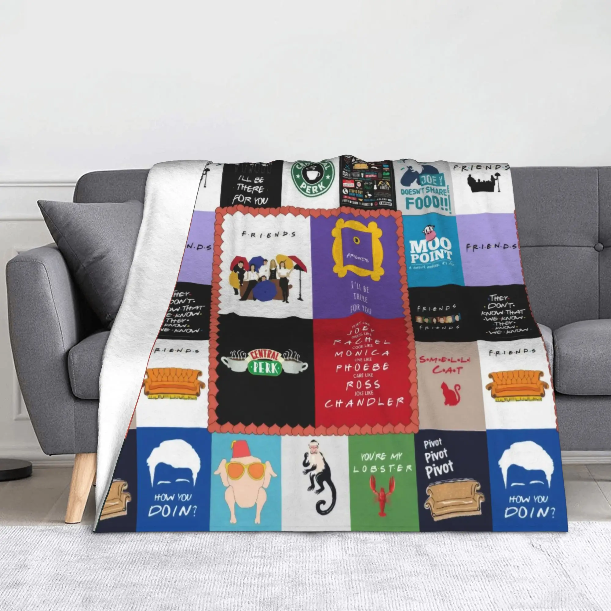 Friends TV Show Bed Sofa Couch Blanket Flannel Bedroom Quilt Blankets Coral Fleece Plush Throw Blanket for Home Couch Bed Rug