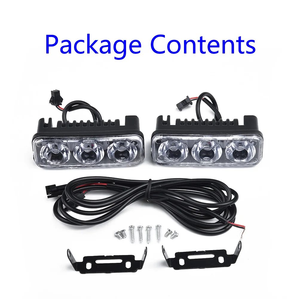 2pcs 3LED Super White High Power Car DRL Daytime Running Light Fog Lamp Automotive DRL Fog Light Working Light