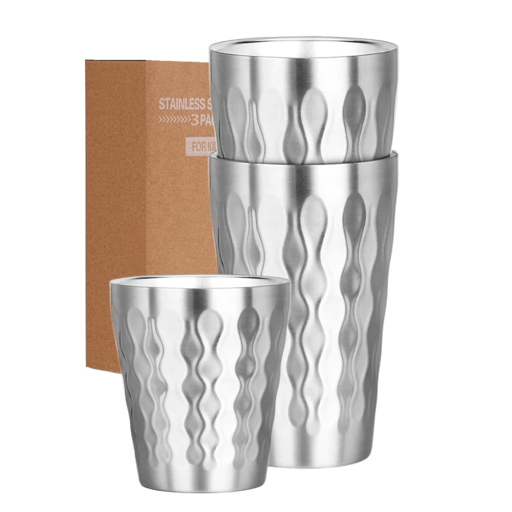 

Stainless Steel Cups 450ml 300ml Combo Set Double Wall Metal Stackable Insulated Coffee Mug Glasses for Home Restaurant Travel