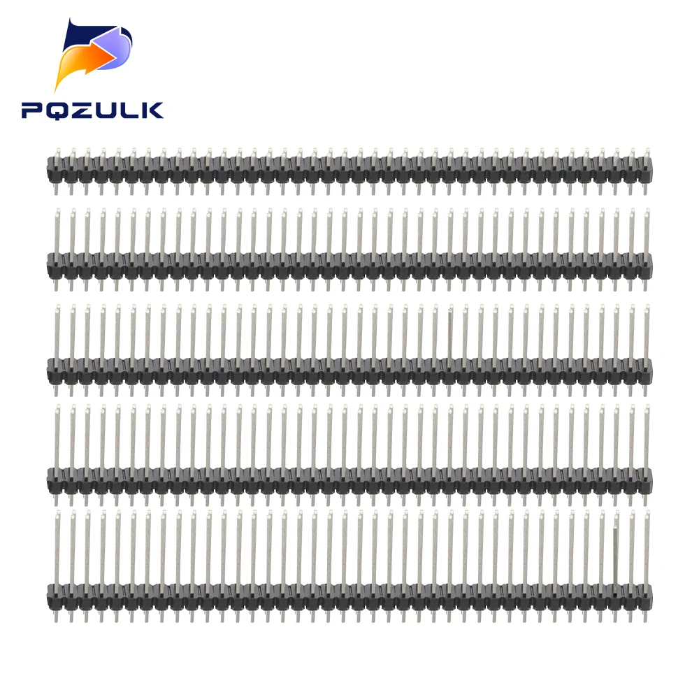 5PCS 2X40P Pitch 2.54mm Single Double Row Male 1*40P Height 8.5mm 11mm 13mm 15mm 17mm 21mm 23mm 25mm 30mm Copper Straight Needle