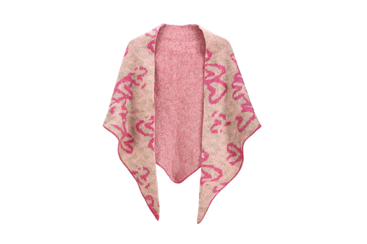 Women Pink Floral Print Shawl Wrap Open Front Polyester Poncho Cape Lightweight Soft Fashion Fall Outerwear Scarf for Ladies
