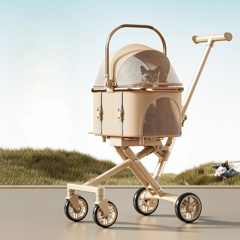 Portable Separable Lightweight Pet Stroller One Click Foldable Cat Dog Universal Travel Outdoor 2026 New Pet Stroller