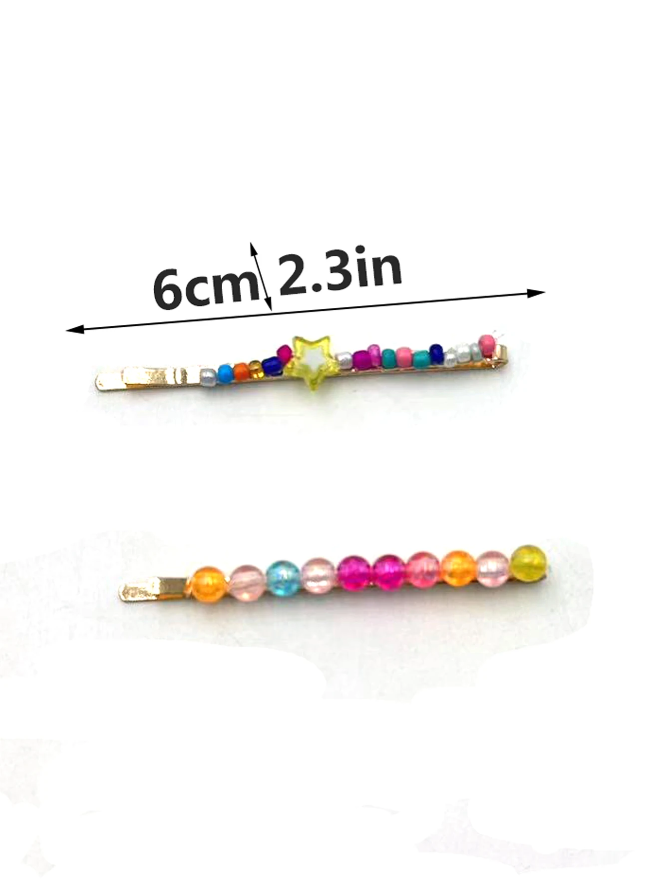 2Pcs/Set Fashion Color Star Beaded Hair Clips For Women Girls Party Hair side Hairpins Hair Accessories