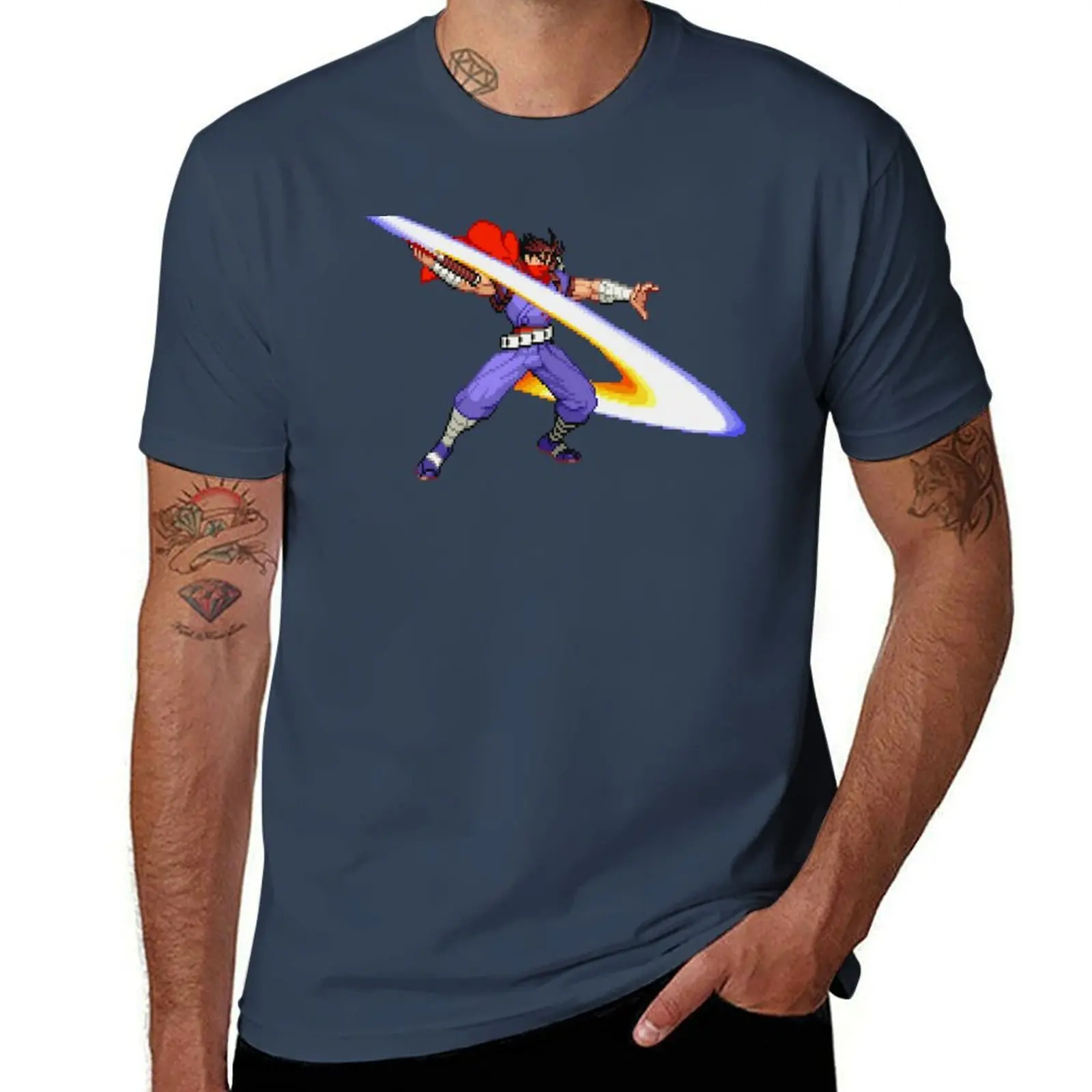 

Strider Hiryu Back Slash MvC2 T-Shirt Thanksgiving Casual Tee