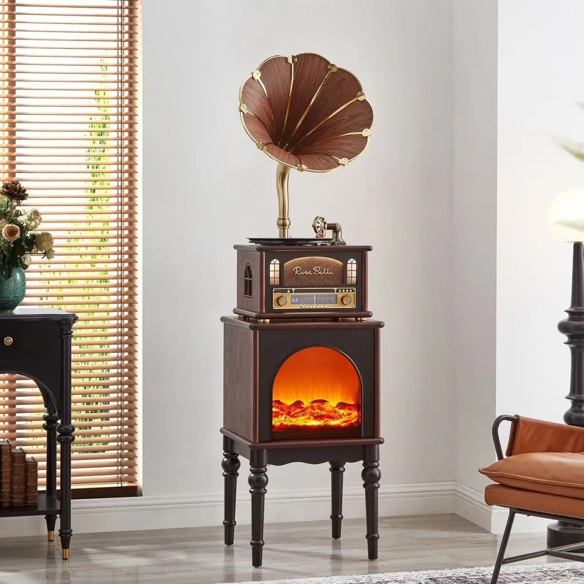French antique phonograph high-end fireplace integrated retro vinyl record player living room ornament