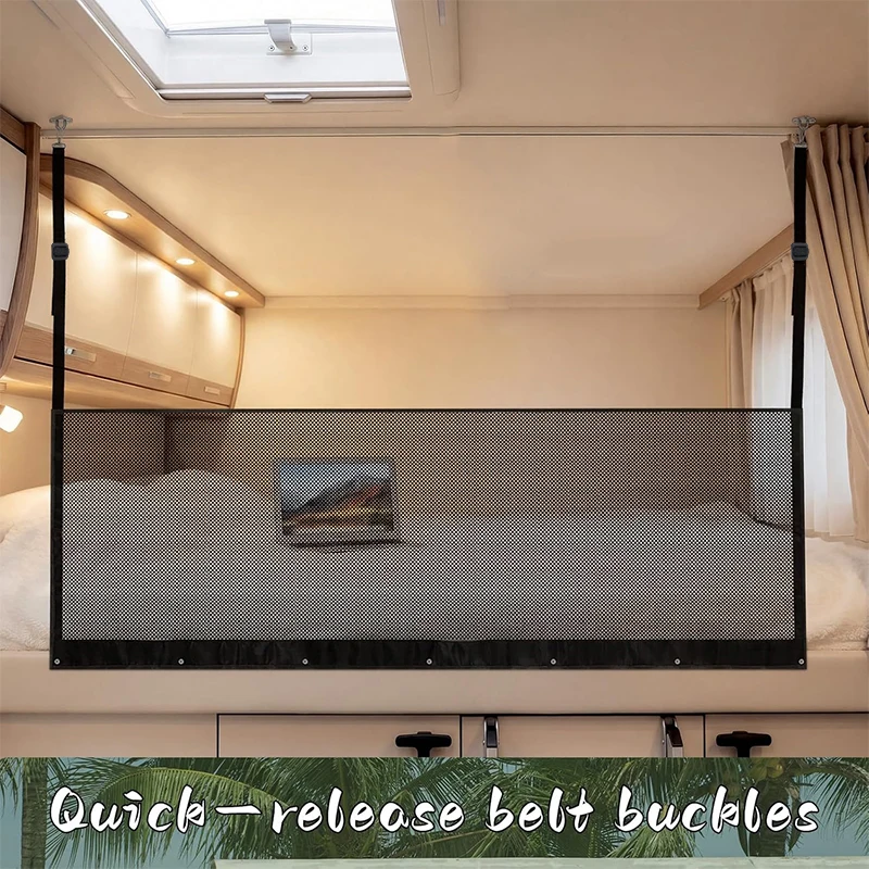 RV Bunk Bed Safety Net Fall Protection with Hardwares Adjustable Netting for Camper RV Motor Trailer RV Bedding Accessories - view 2