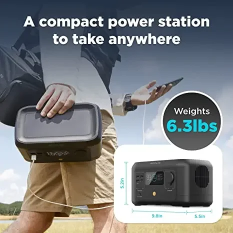 ECO Flow 휴대용 발전소 RIVER 미니 백업 리튬 배터리 야외 캠핑을 위한 고속 충전 태양열 발전기