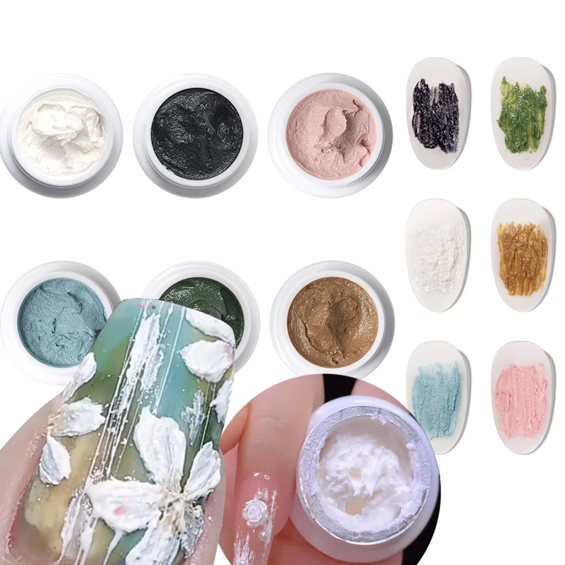 8 جرام 5D تنقش رسم الغراء لا غسل جيل للأظافر أسود أبيض الرمال تأثير الجبس الغراء DIY مانيكير هلام لا حاجة معطف فوقي الديكور * &