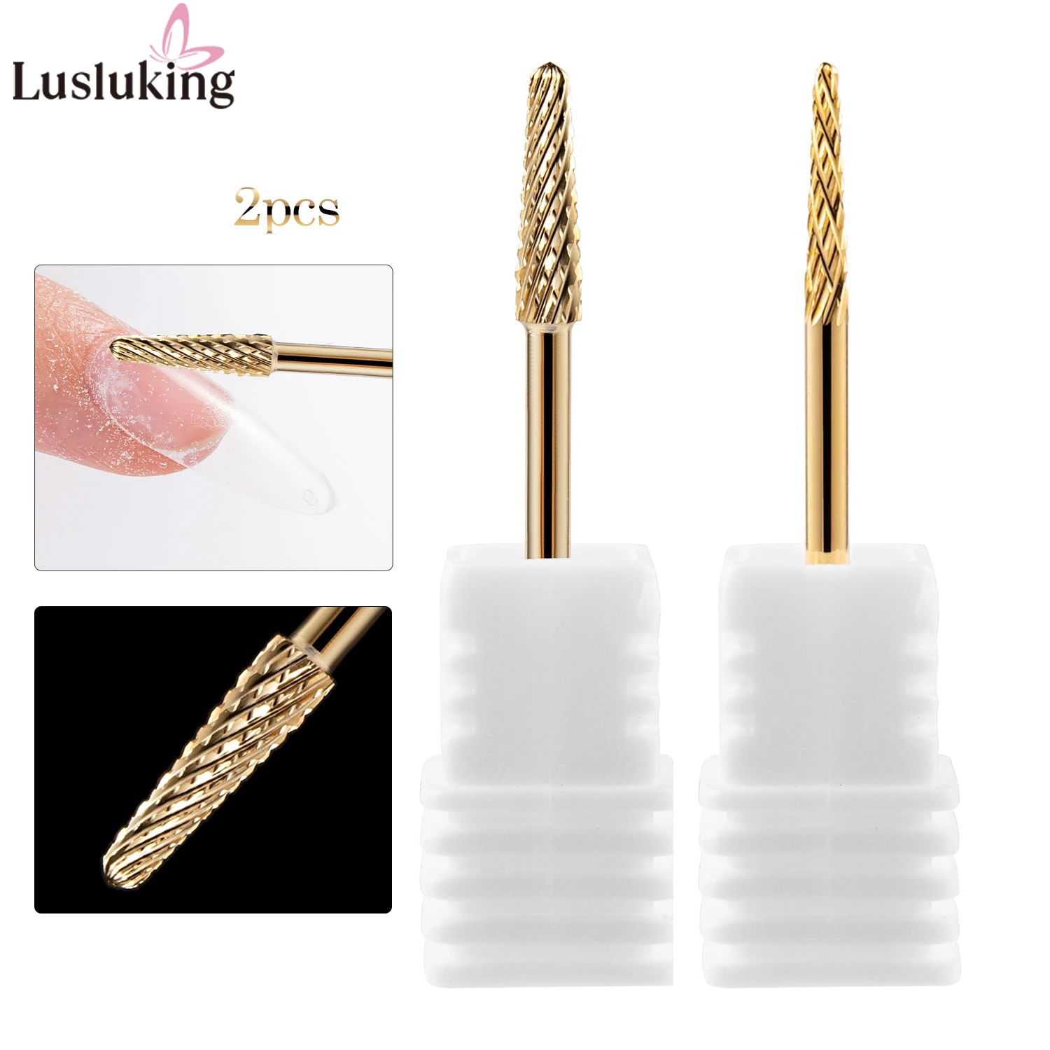 Brocas de carburo de tungsteno para uñas, para media punta de uñas, rebaba de uñas de tungsteno de alta precisión para manicura eléctrica, juego de 1/2 Uds. De grano F
