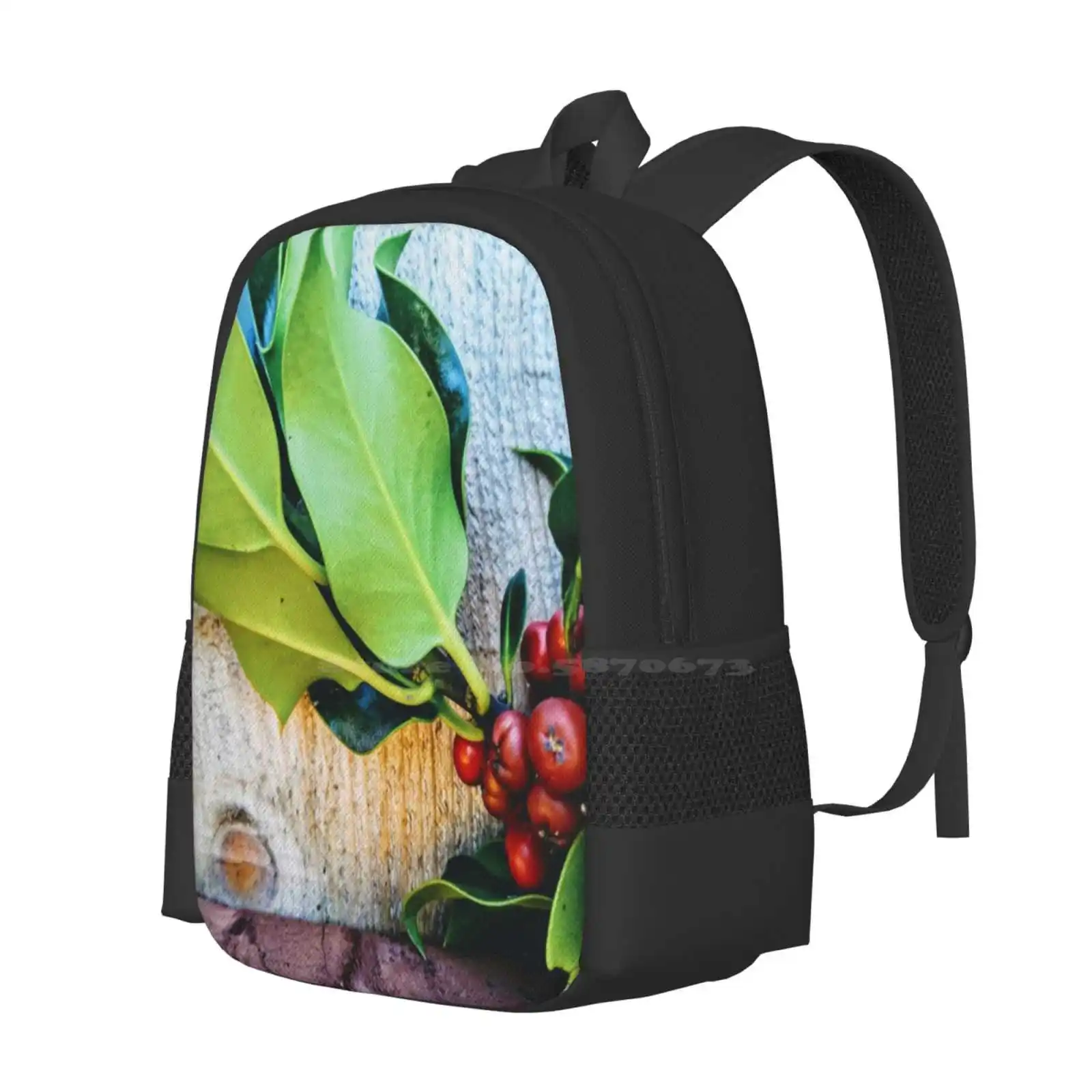 Bright Red Berries And Wood School Bag Big Capacity Backpack Laptop Nature Outdoors City Plants Seattle