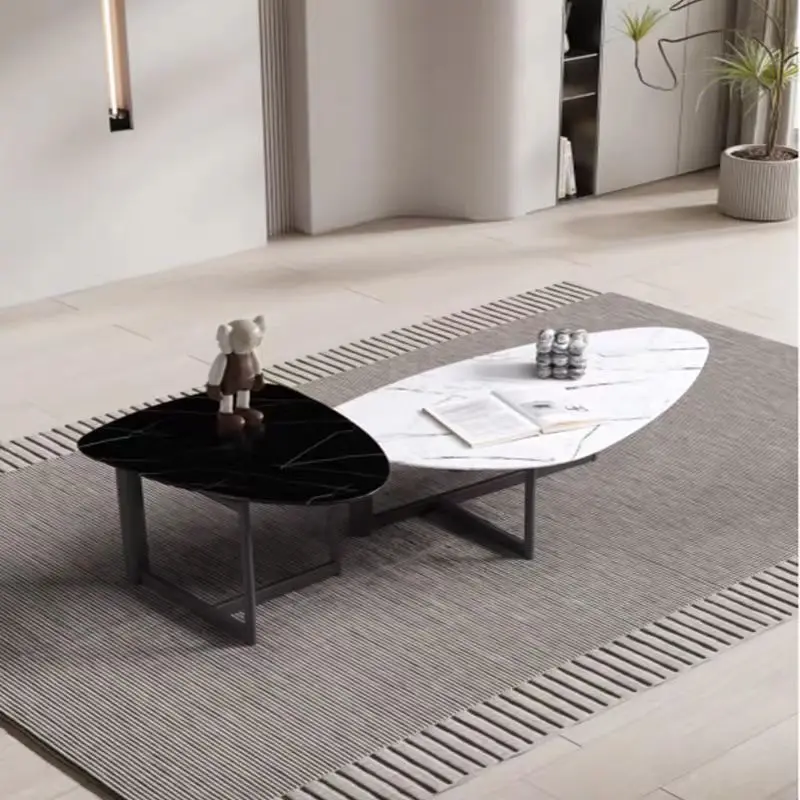 طاولة قهوة رخامية لغرفة المعيشة، شقة صغيرة، مجموعة طاولة قهوة بحجم منزلي