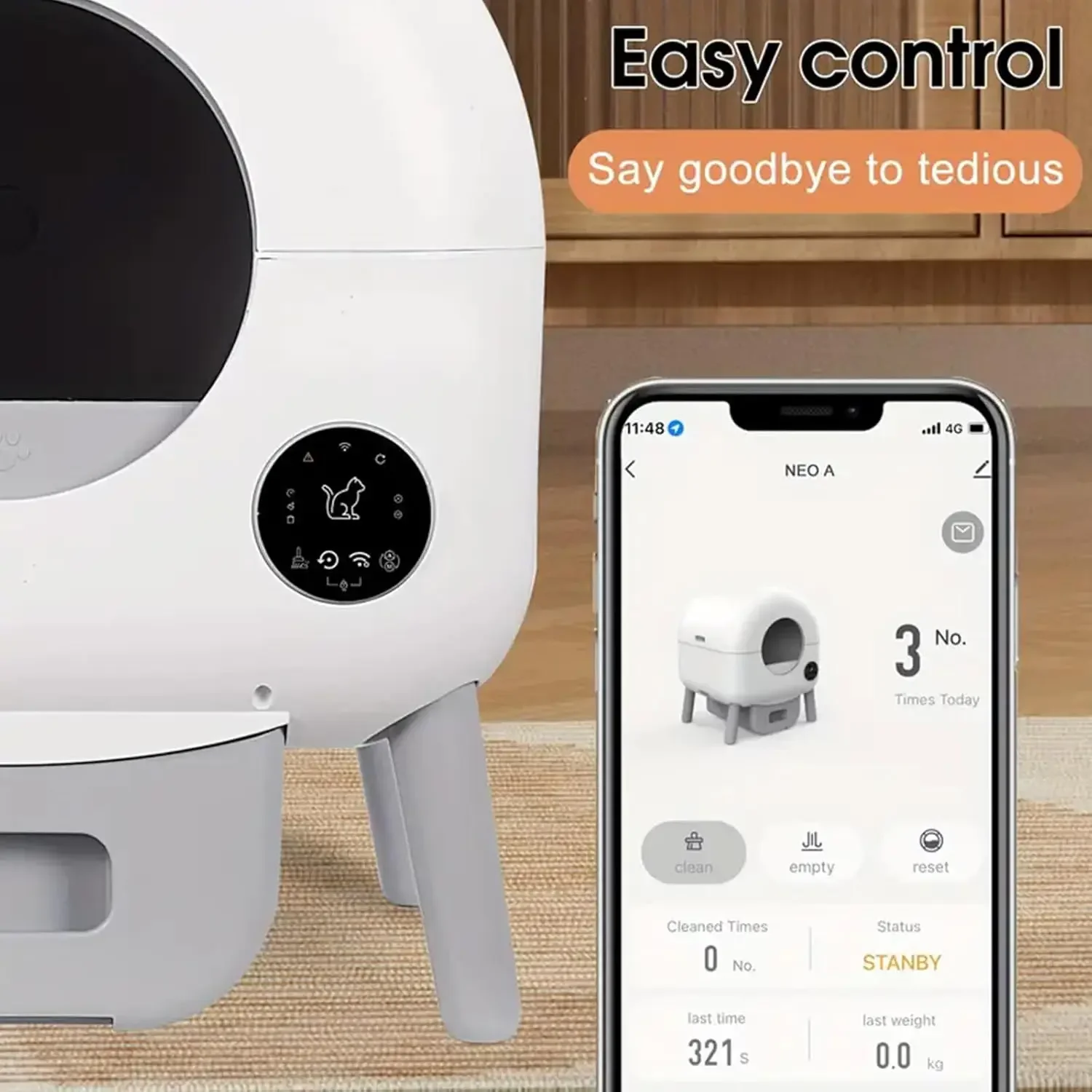 Caja de arena autolimpiante extra grande aplicación peso para gatos