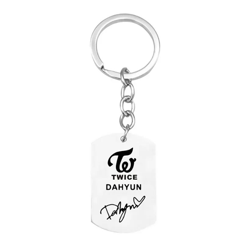 Twice Keychain Twiceland Album KPOP Stainless Steel Key Pendant Keyring Member Name Keyrings Fashion Dog Tag Jewelry