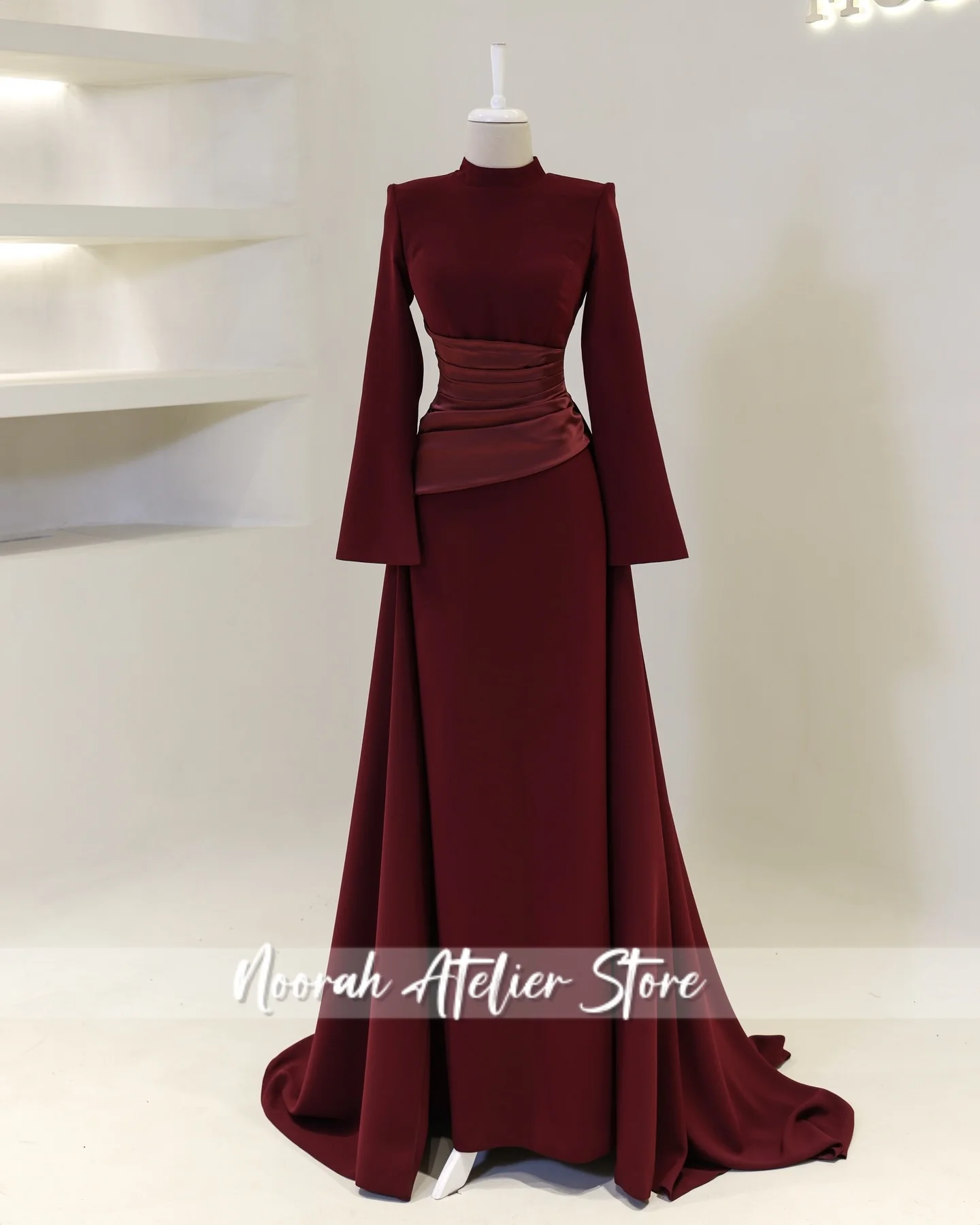 فستان سهرة إسلامي فاخر جديد مزين باللون الأحمر H N 2025 للنساء في دبي بيبلوم فستان طويل للحفلات مخصص