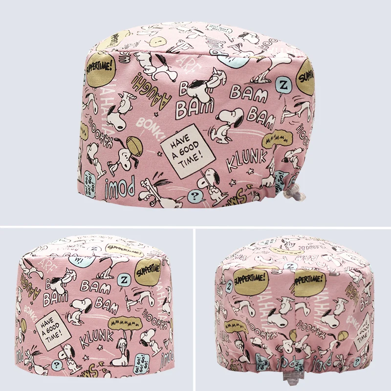 New Product Cartoon Printed Nurse Surgical Hat Pet Hospital Surgeon Cap Dentist Hats Beauty Salon Dustproof Scrub Caps K1009