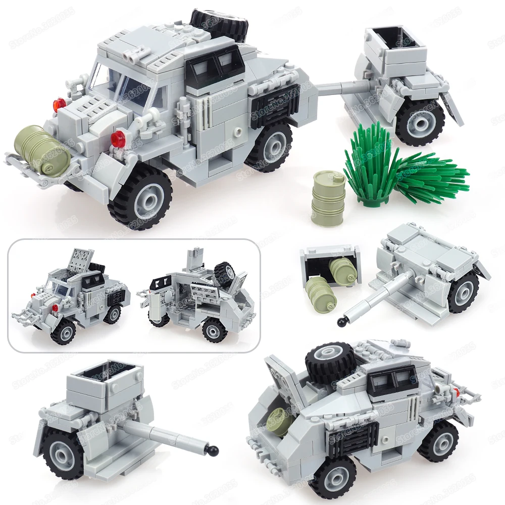 

Military Armor Transportation Cannonball Traction Car Building Block WW2 Figures Soldier Weapons Scenes Model Child Gift Boy Toy