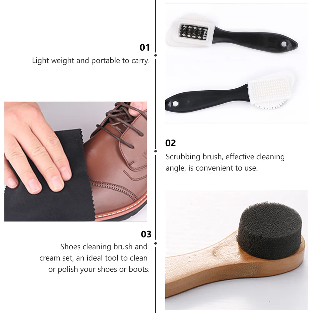 1Set Shoe Cream Set Bristle Brushes Portable Shoe Polish Tool Durable Good Material Creative Design Lightweight