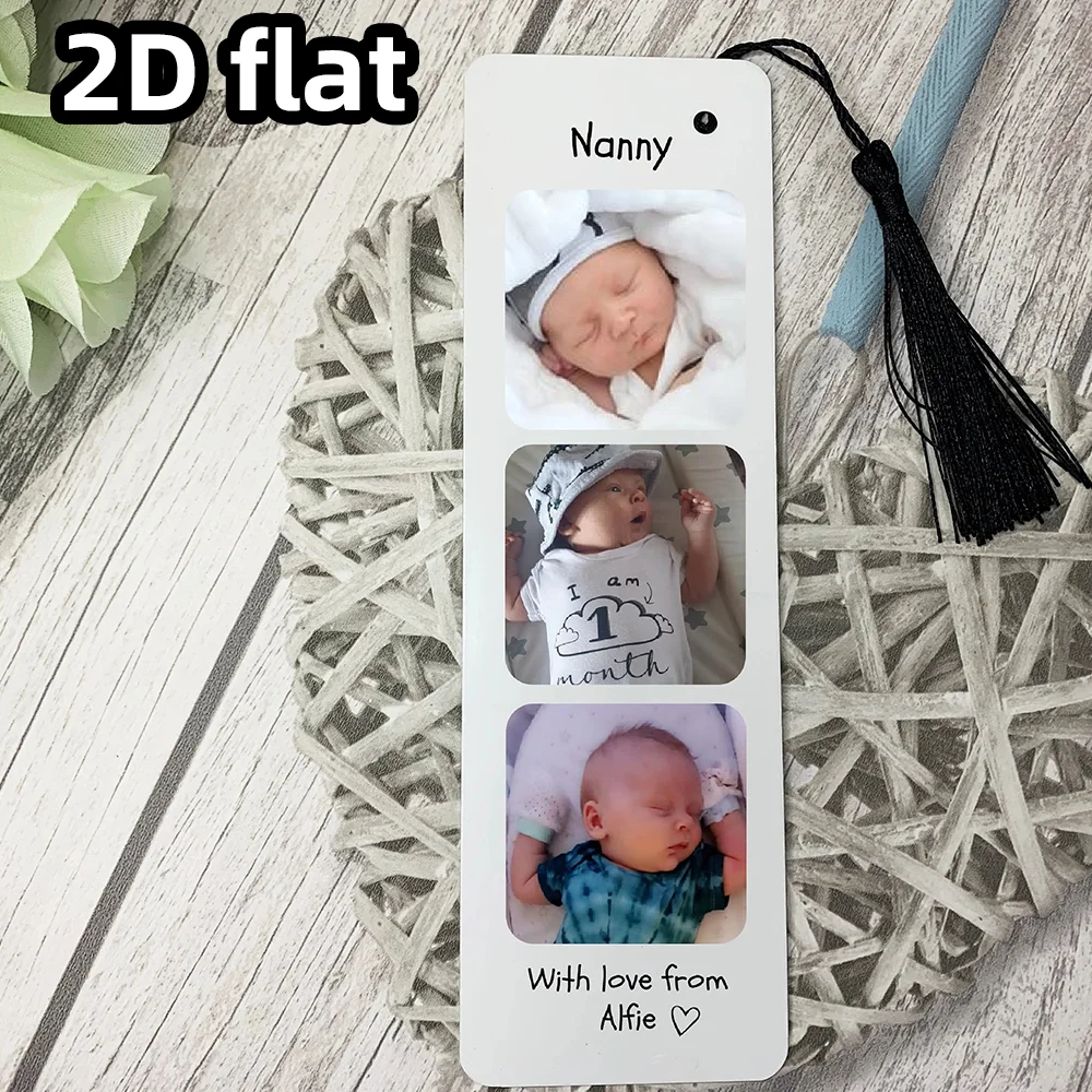 1PC Personalised Bookmark with Tassel, Add 3 Custom Photos & Personal Text, Ideal Gift for Mother’s Day, Birthday, or Friends