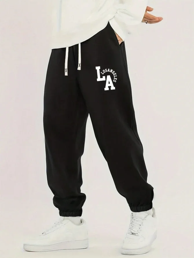 

los angeles men cotton track pants loose fit drawstring waist casual streetwear 2025 summer active wear breathable sportswear