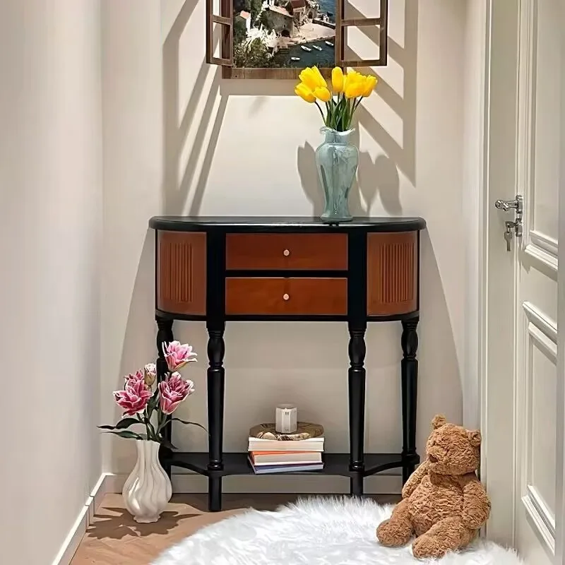 French retro entrance table, entrance table opposite the door, living room corridor aisle semicircular entrance cabinet, display