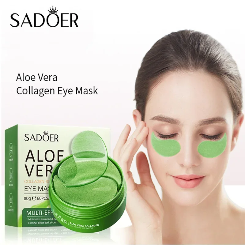 

60pcs Aloe Vera Collagen Eye Mask Anti Dark Circles Removal Eyes Bags Moisturizing Firming Eye Patches Eyes Skin Care Products