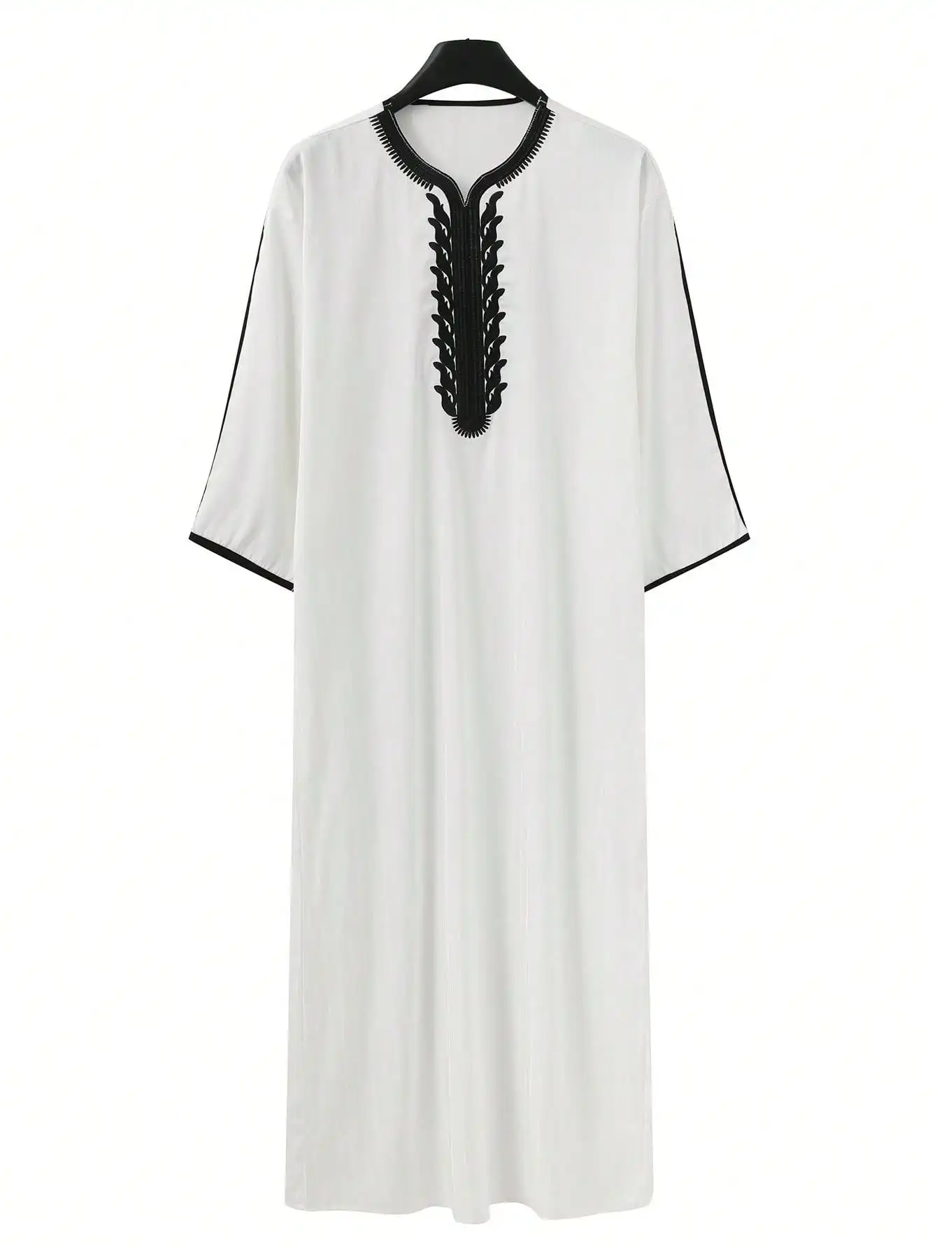رداء طويل تقليدي للرجال المسلمات باللون الأبيض الراقية على الطراز المغربي الرائع المطرز للرجال رداء طويل رداء صلاة غير رسمي #2