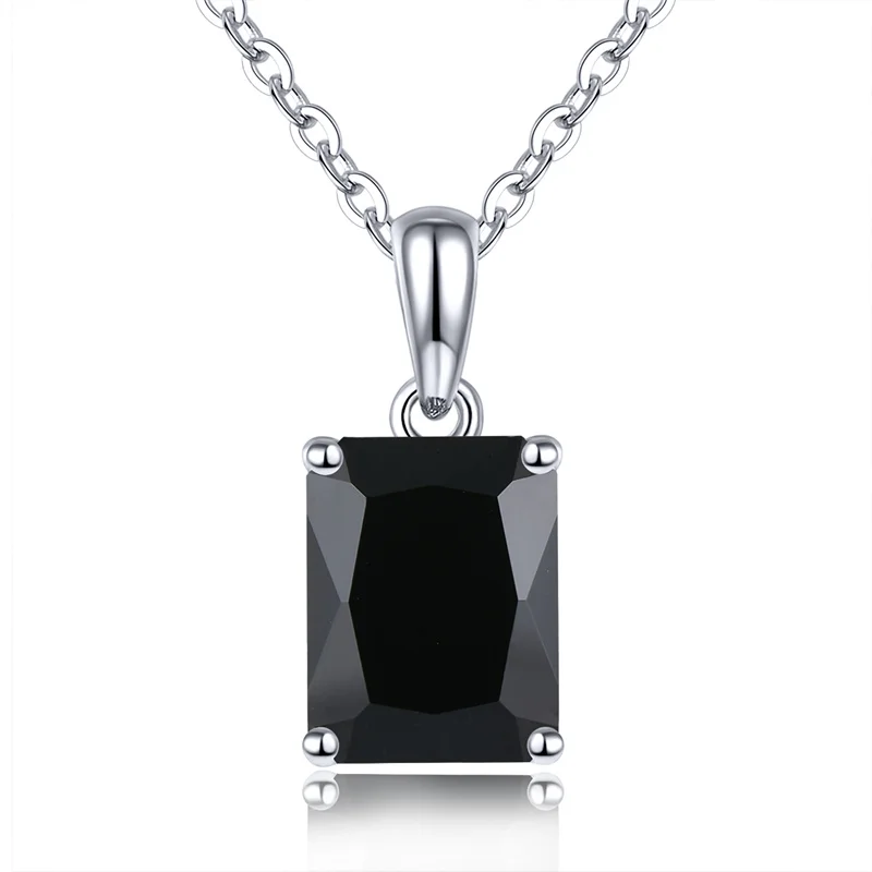 

Real 2.3 Carats Solid Sterling Silver 925 Pendant Natural Black Spinel Necklace Original Women Jewelry