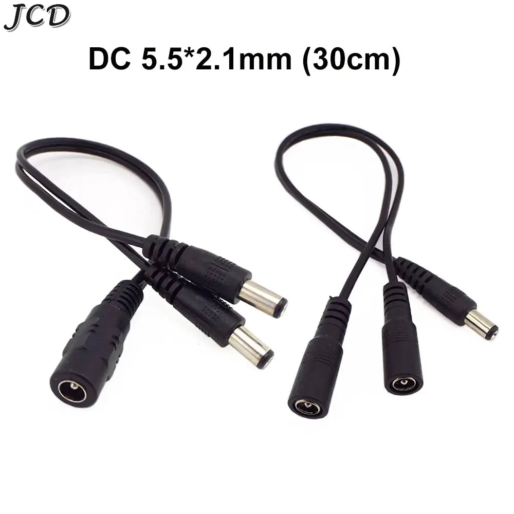 

JCD All Copper DC Power Adapter Cable 5.5x2.1mm 5.5*2.1MM 1 Male to 2 Female 2 Male 2 way Splitter Connector Plug Extension Cord