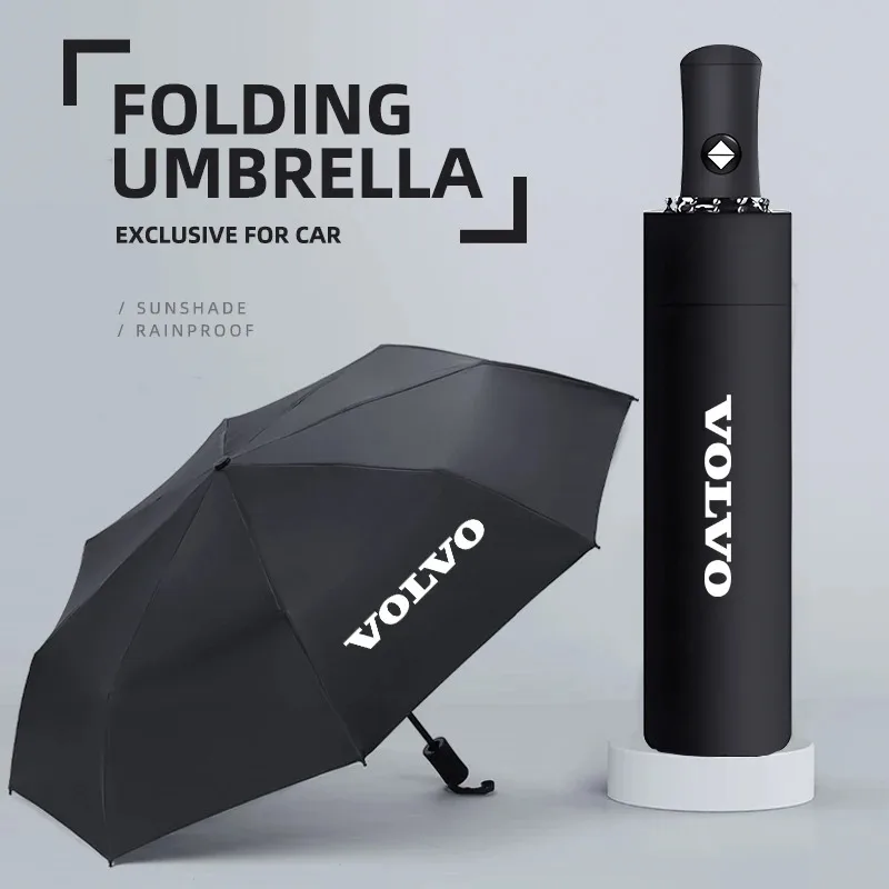 Logotipo do carro guarda-chuva dobrável automático anti-uv guarda-chuv para volvo xc90 v90 v60 xc60 v40 s80 s60 s90 c40 xc40 v70 xc70 c30 c70 ex90