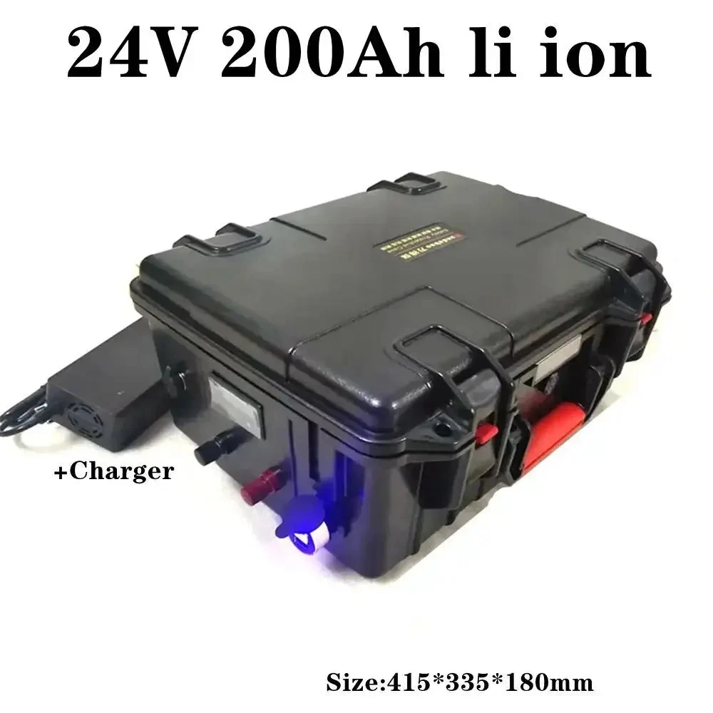 

waterproof 24V 200AH Lithium ion battery BMS 7s 24V li ion battery for RV Tricycle backup power van solar golf cart +20ACharger