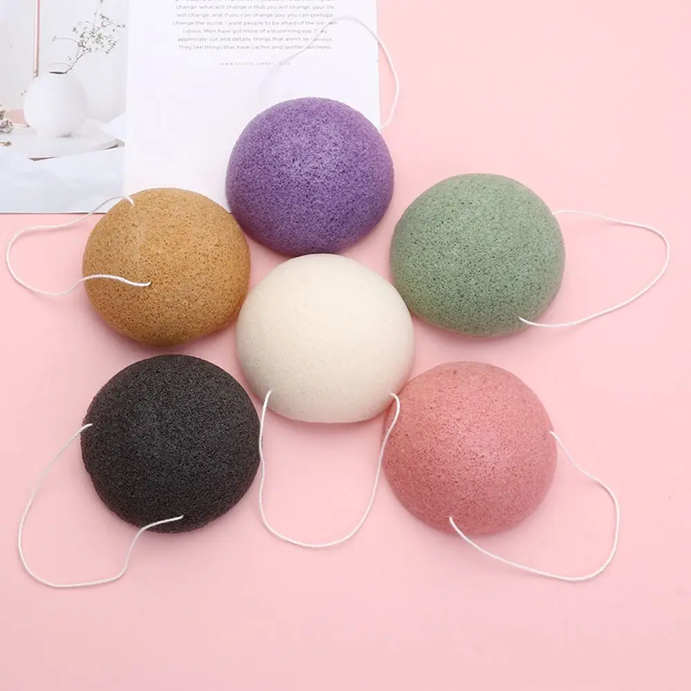 Soft Texture Face Wash Puff Konjac Cleaning Sponge Round Face Wash Cleaning Sponge Natural Fiber Facial Cleansing Exfoliator