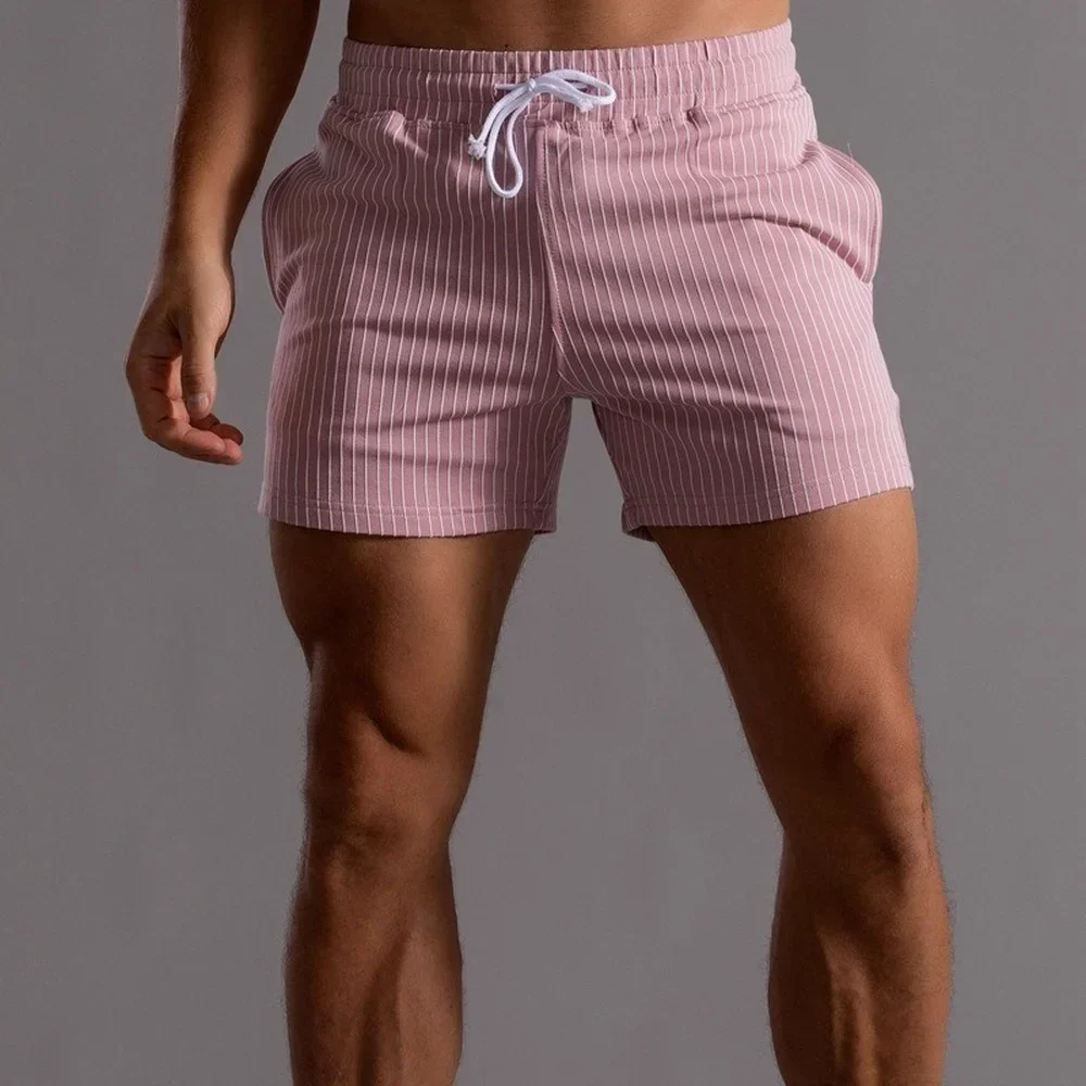 Striped Sweat Shorts Men Fashion Clothing Elastic Waist Jogger Shorts Men Sportswear Workout Clothes Breathe Running Short 2024