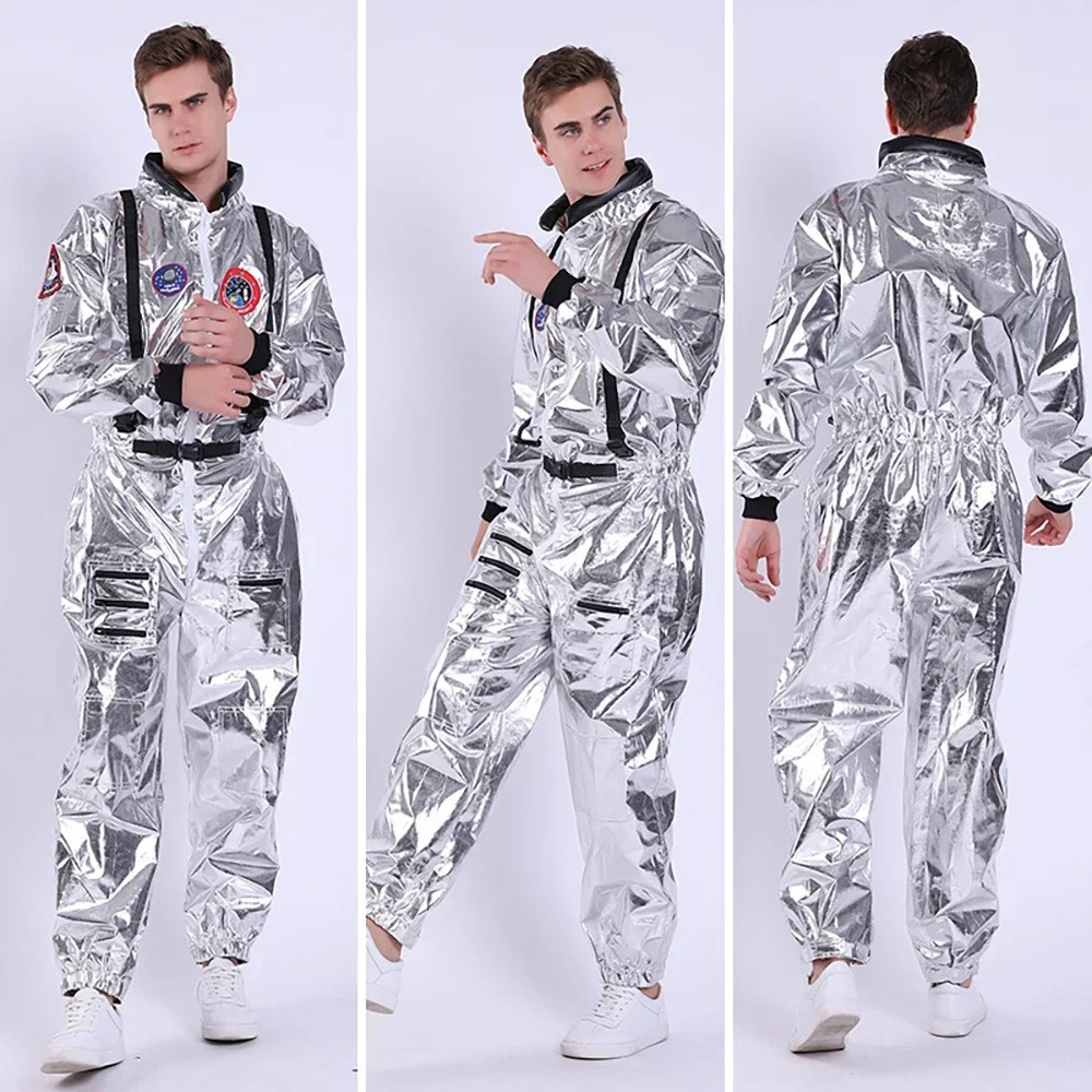 Latest Astronaut Cosplay Costume Adult Silver Spaceman Costume Space Suit Christmas Party Dress Up Costume Astronaut Suit