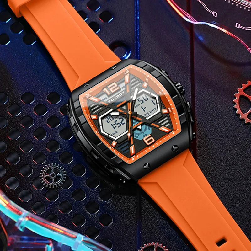 LIGE Orologio da uomo alla moda Calendario sportivo da esterno Orologi al quarzo da uomo Doppio display Cronografo impermeabile Orologio da uomo Orologio digitale