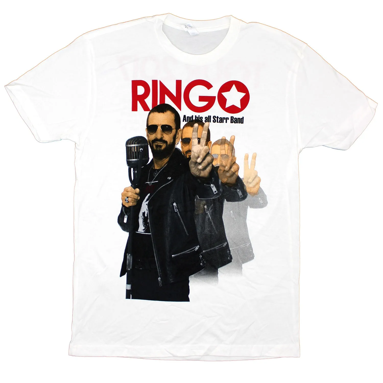 Camiseta masculina Ringo Starr Triple Image 2017 Fall Tour, tamanho pequeno, branca