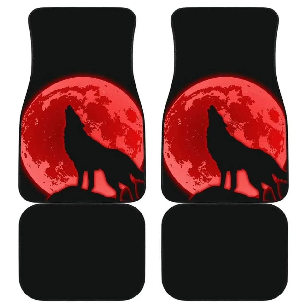 Cool Galaxy Wolf Car Floor Mat Vintage Black Carpet Anti-Slip Rubber Mat Pack of 4 Auto Accessiores for Car SUV Van