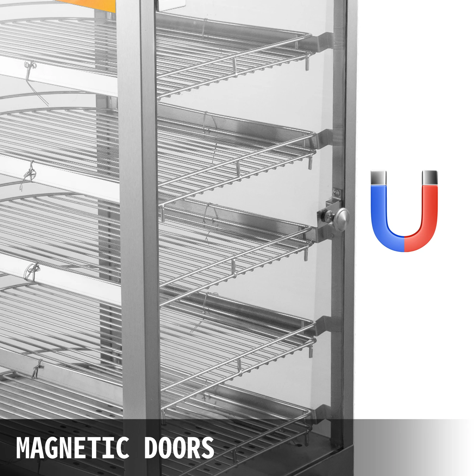 VEVOR Expositor de Pizza Comercial con Puerta Basculante 14 Pulgadas Calefactado para Mostrador de 3 Niveles Calentador de Alimentos Comercial para Comedores Panader�as Cafeter�as Restaurantes