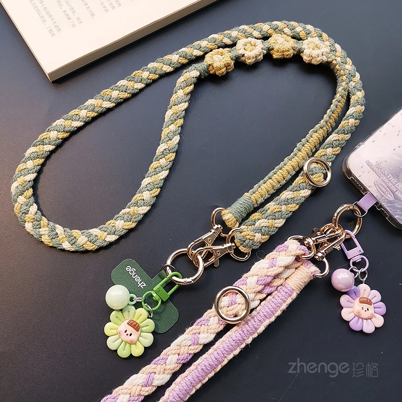 

Women's Adjustable Cuff Phone Strap - Crochet Flower Design, Hands-Free Crossbody, Anti-Loss & Tear-Resistant