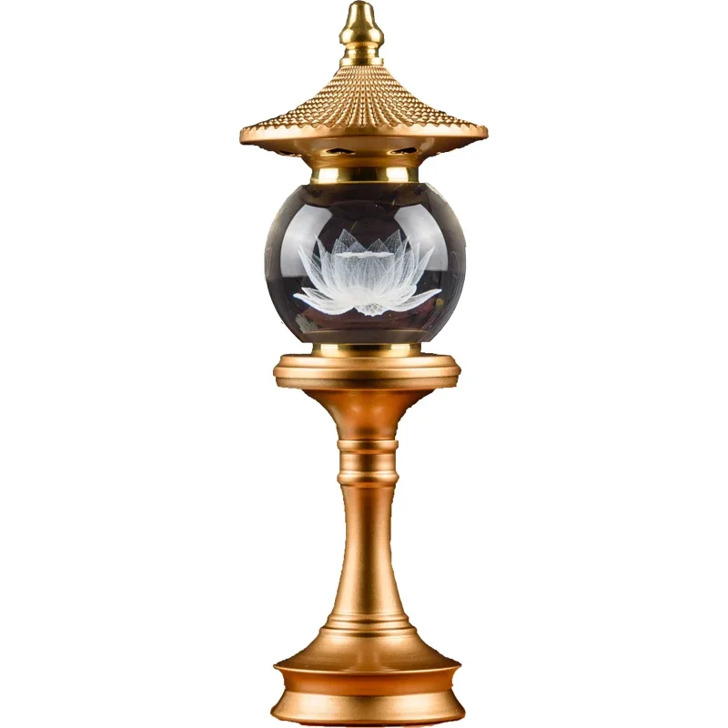 

Household Lotus LED Crystal Lamp, for Buddhist Lamps, Buddhist Decorative Accessories, Colored Glass, Changming Lamp