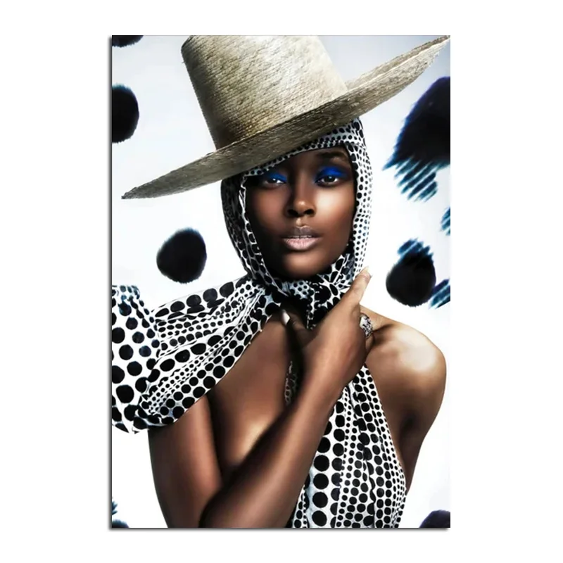 Nude Girl Posters and Prints African Woman Black Dot Art Canvas Painting Figure Wall Picture for Bedroom Decor Cuadros