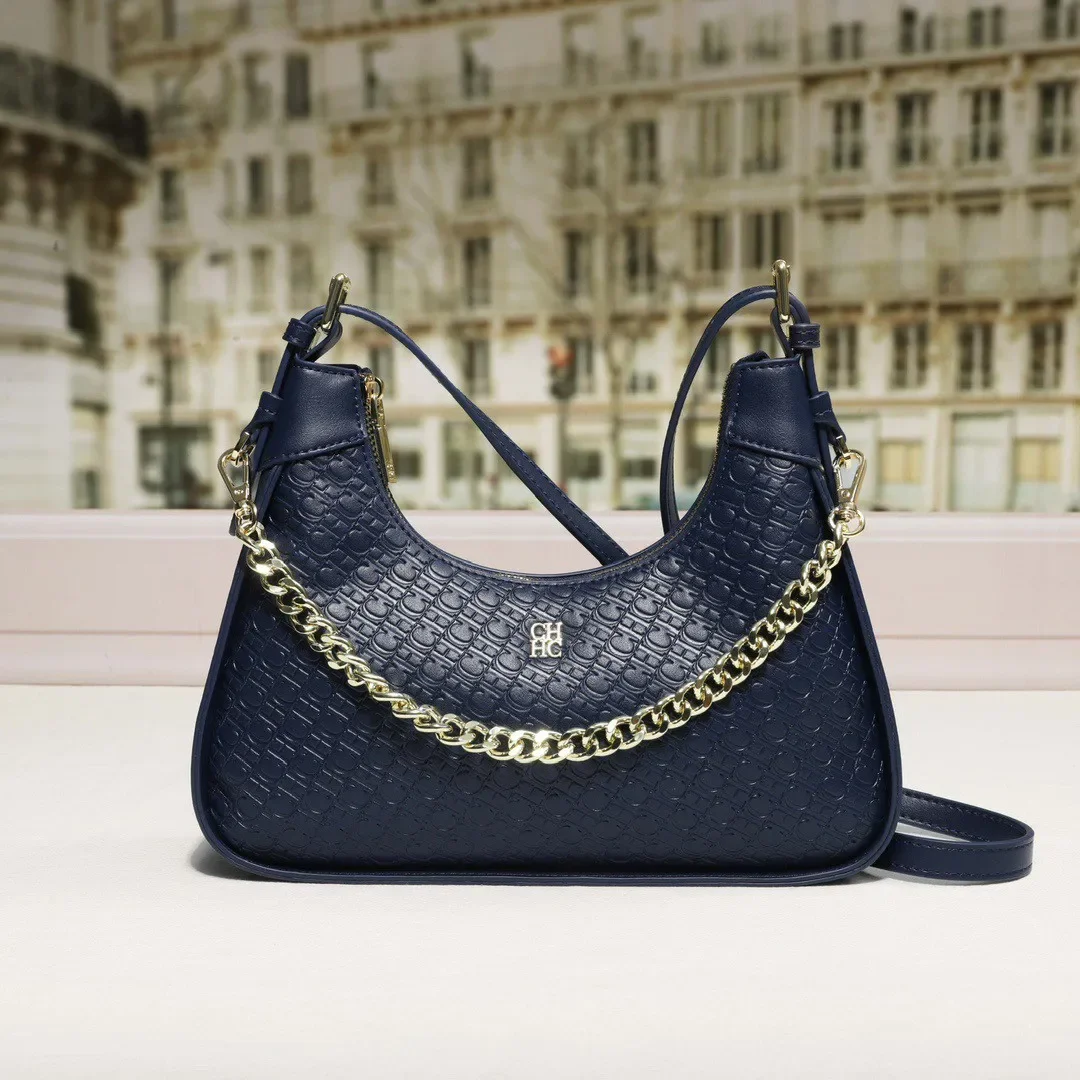 

Half Moon Women's Bag High Quality PU Leather Material Women's Tote Bag Stylish Embossed Letters Solid Color Shoulder Bag