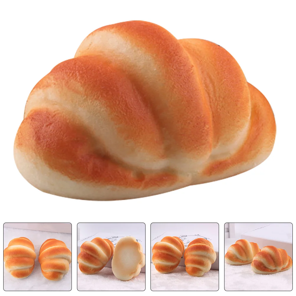 2 Pcs Slow Rebound Bread Realistic Fake Photo Prop Ornament Showcase Croissant Decor Simulated Model PU
