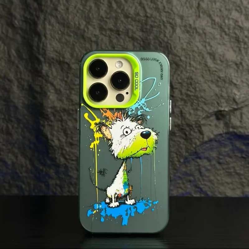 Funda de teléfono móvil anticaída para iPhone 11, iPhone 12, iPhone 13pro, 14PRO, 15, 15PRO, 15pro Max, graffiti personalizado, animal pequeño