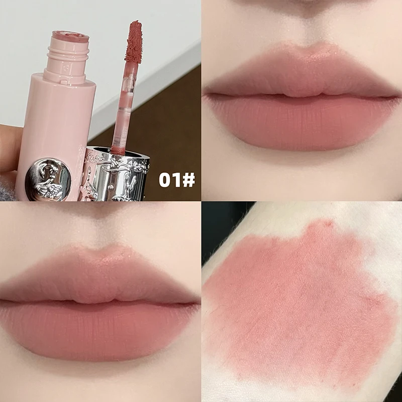 NICEKEY 6 Farben Nude Matte Lip Mud Wasserfester Nicht-klebender Flüssiger Lippenstift Langanhaltender Hochpigmentierter Lipgloss Tint Make-up Lippenfarbe